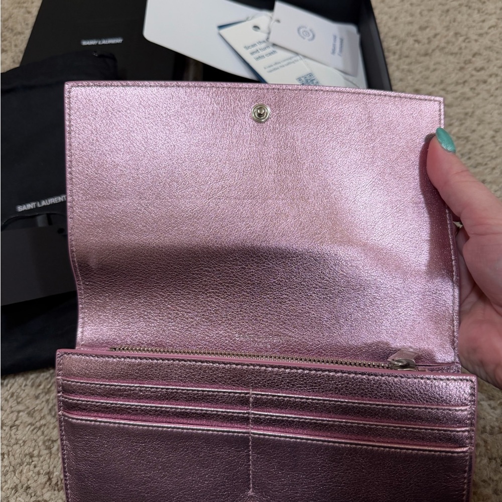 YSL METALLIC PINK WALLET/CLUTCH - Picture 5 of 13